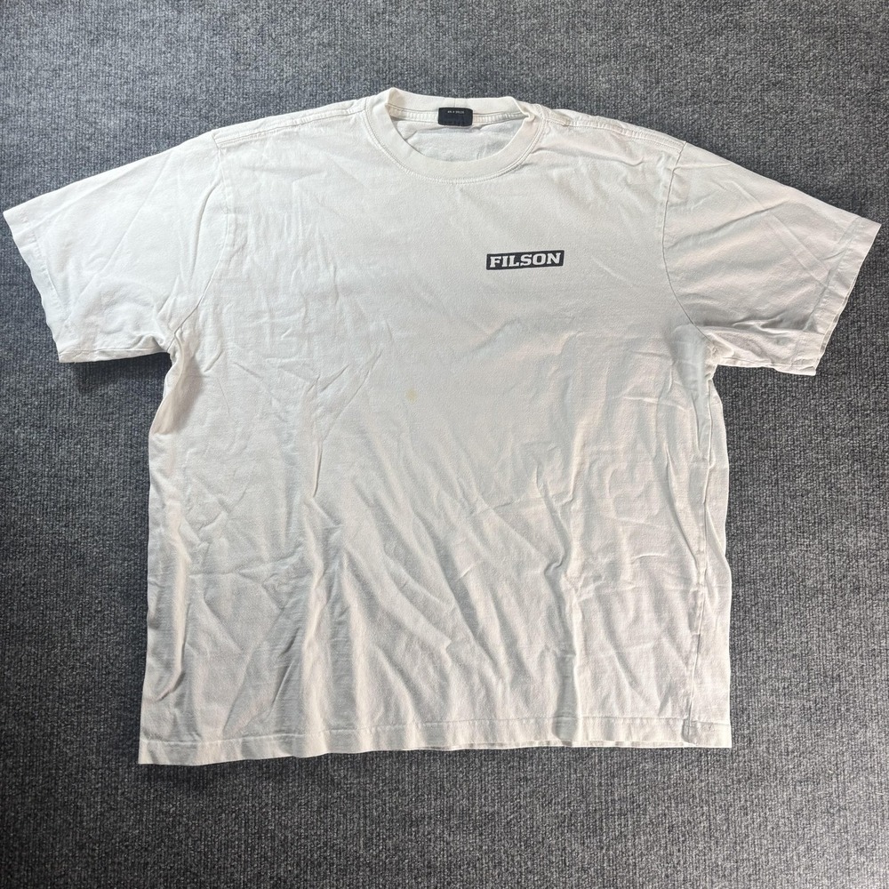 Filson Shirt Mens 2XL White Alaska Outfitter Wolf Graphic Tee T-Shirt Outdoor